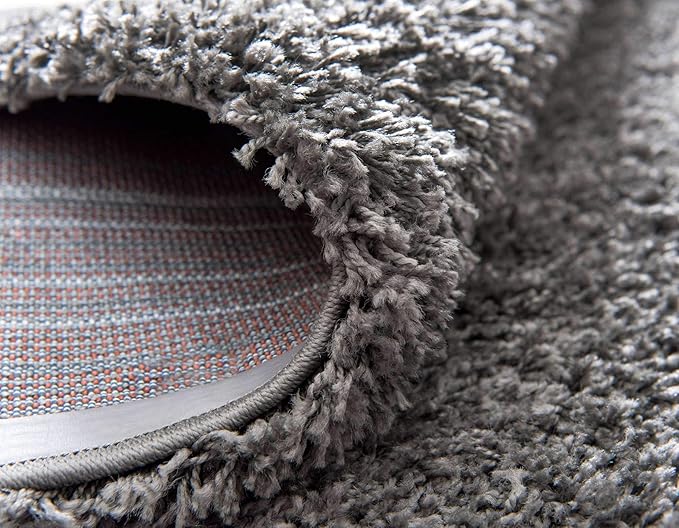 Unique Loom Solid Shag Collection Area Rug (2' 7" x 10' Runner, Graphite Gray)