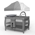 Pamo Babe Pack and Play 1-Second Setup 4-in-1 Portable Crib for Baby with Bassinet, Mosquito Net, Changing Table & Toy Arch