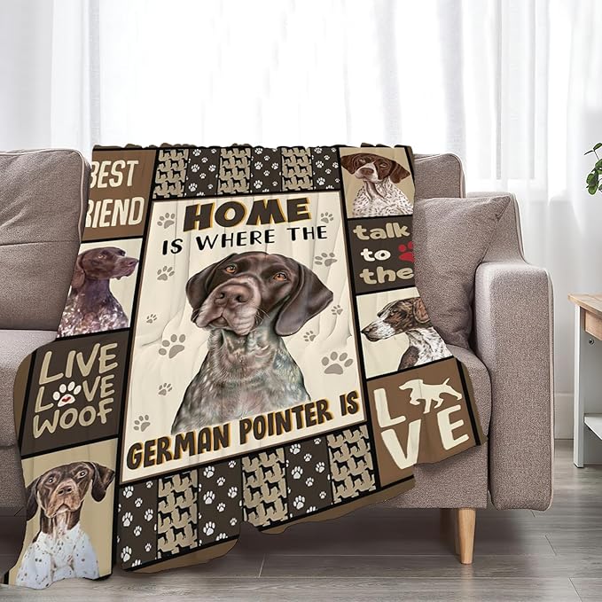 Tijuboni German Shorthaired Pointer Throw Blanket Dog Gifts for Girls Boys Women Men Kids Adults Soft Flannel Fleece Blanket for Couch Sofa Bed Home Decor 50"x60"