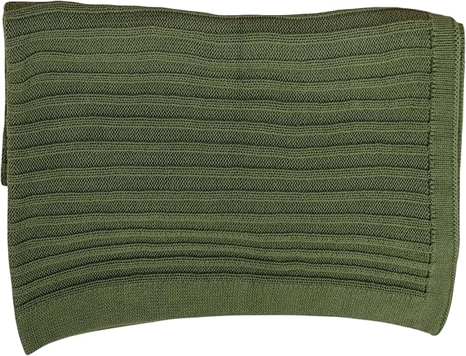 Baby Knit Blanket, 100% Cotton Ribble Patterns, Soft, Cozy, Lightweight Swaddle for Newborn & Infant Swaddling Beige Neutral, Perfect Baby Shower Ideas Green 30x30