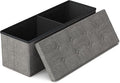 GLAXYFUR 43.3 inches Folding Storage Ottoman Bench Storage Chest Footrest for Bedroom, Entryway and Living Room, Holds up to 660 lb Dark Grey