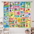Colorful ABC Classroom Nursery Curtains Kids Alphabet Learning Baby Boys Girls Curtain with Rod Pocket for Children Toddler Playroom Home Drapes Window Treatments 2 Panels Set 63" W X 63" L