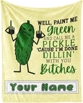 Custom Pickle Throw Blanket for Kids - 40x50 Inches Crib Size - Soft Fluffy Cozy Blankets Gift - Beige Novelty Blanket Throws for Travel, Office