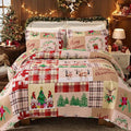 Christmas Bedding Set Twin Christmas Quilt Bedspread,Gnome Santa Claus Plaid Patchwork Xmas Quilt Set Bedding Holiday Christmas Quilts Decor Gift Elk Pattern Lightweight Reversible Bedspread Coverlet