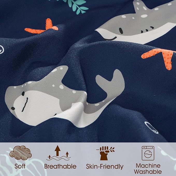 PHF 3 Pack Soft Mini Crib Sheets, Shark Pack N Play Sheets for Baby Boys, No Slip Universal Fit for Pack N Play, Playard, Portable and Mini Crib Mattresses, Shark