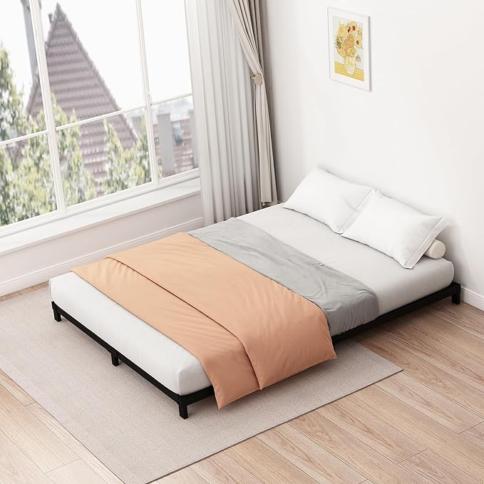 5 Inch Low King Bed Frame Heavy Duty Metal Platform, No Box Spring Needed, Easy Assembly Mattress Foundation, No Noise, Black