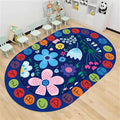 Kids Educational Oval Rug, 4x6ft, ABC Alphabet Learning Play Mat, Cute Colorful Flowers Plants Designs Rugs, Non-Slip Washable Carpet for Bedside Boys Girls Teens Room Nursery Decor Floor Mat