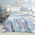 JANZAA Christmas Queen Comforter Set, Blue Flannel Comforter with Snowman Pattern, Soft Cozy Lightweight Bedding Set Fluffy Comforter Set 1 Queen Comforter(90"*90") and 2 Pillowcases (20"*26")