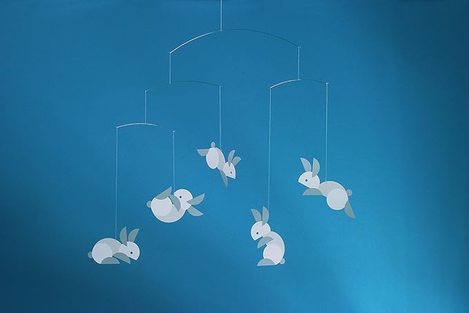 Circular Bunnies Hanging Nursery Mobile - 21 Inches - High Quality - Handmade in Denmark by Flensted