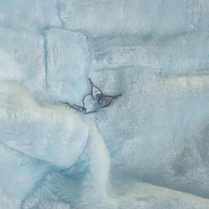 EMMA + OLIVER Daisy Small Teal Furry Bean Bag Chair for Kids and Teens