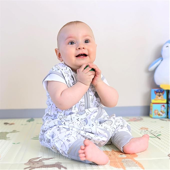 Mama Cheetah Toddler Sleep Sack with Feet, 0.5 TOG Organic Cotton Baby Wearable Blankets with Legs, Baby Sleeping Bag for Walkers, Early Walker 6-18 Month, 3-Pack