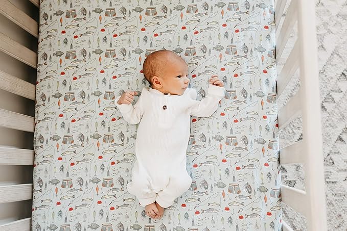 Copper Pearl Premium Knit Baby Crib Sheets for Standard Mattresses, Breathable and Soft, Trout
