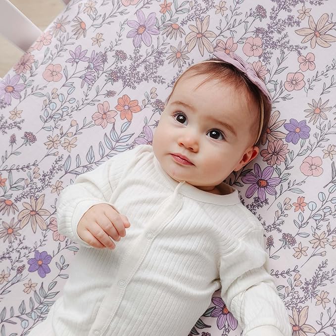 Premium Fitted Knit Crib Sheet/Toddler Sheet Flora by Copper Pearl