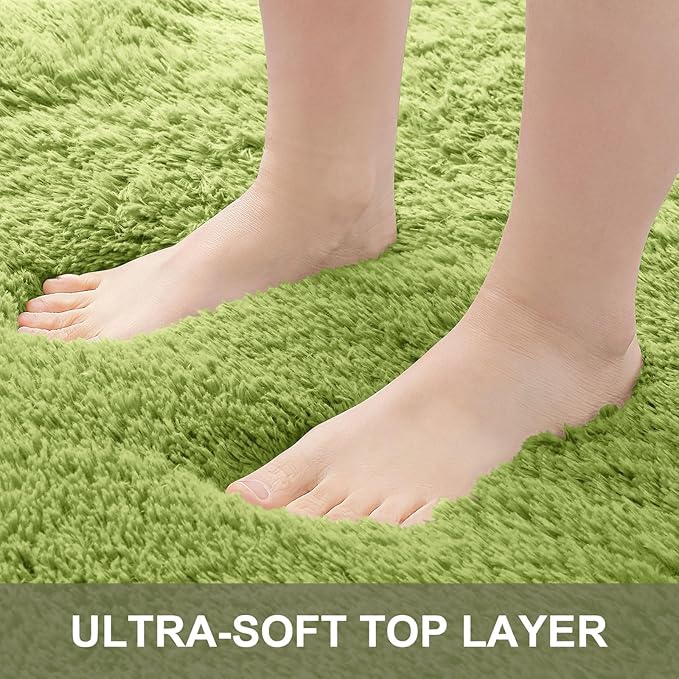 OLANLY Area Rugs for Living Room Bedroom, Machine Washable 4x5.9 ft Soft Fluffy Shaggy Bedside Rug, Indoor Floor Carpet for Kids Girls and Boys, Dorms, Nursery Rooms, Home Decor Aesthetic, Grass Green
