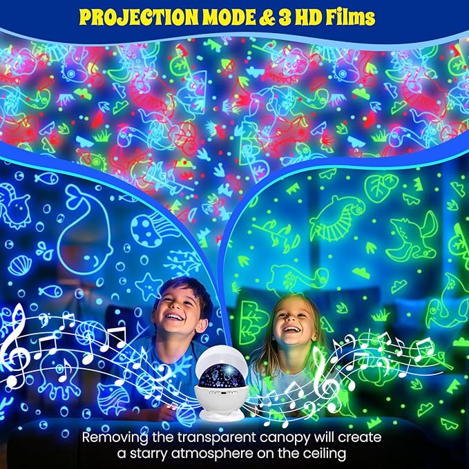 Night Light Projector, Night Light for Kids, Star Projector, 54 Light Color 360 Degree Rotation Kids Night light, Rechargeable Lamp for Bedroom, Light Projector Birthday Christmas Gifts for Boys Girls