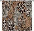 Leopard Print Curtains, Brown Wild Cheetah Zebra Animal Fur Farmhouse Window Curtains for Bedroom Kitchen Living Room 52" W X 84" L