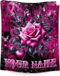Custom Rose Floral Blanket Gifts - 40" x 50" Girls Gothic Theme Throw Blankets for Flower Lovers - Cozy Lightweight Throws for Sofa, Couch
