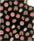 Thuswarm Cute Pink Strawberry Rainbow Flannel Throw Blanket Warm Cozy Soft Funny Print Blankets for Bed Couch Sofa Room Decoration Gifts 60"×50" Medium for Teen
