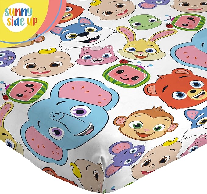Sunny Side Up CoComelon Twin Size Sheeet Set - 3 Piece Kids Animals Bedding Set Includes Pillow Cover - Super Soft Microfiber Sheets