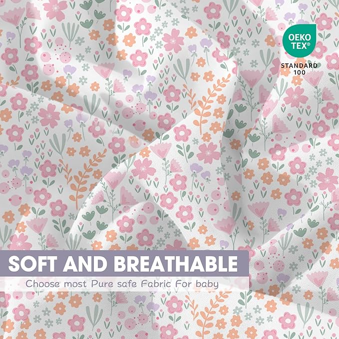 Little Grape Land Crib Sheets for Girls, 4-Pack Soft Microfiber Fitted Baby Sheets for Standard Crib and Toddler Mattress 28x52x8 Inch – Breathable & Secure (Butterfly, Floral, Pink, Purple)