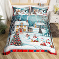 Manfei Christmas Duvet Cover Set Full Size, Cute Snowman Xmas Tree Bedding Set for Kids Boy Girls Room Decor, New Year Theme Comforter Cover, Lightweight Bedspread Cover, 2 Pillowcases, No Comforter
