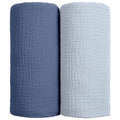 lulumoon Muslin Swaddle Blanket Baby - Cotton Swaddling Blanket Soft Baby Receiving Blankets Neutral 2Pack(Navy)