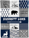 Ship Next Day, Personalized Baby Boy Blanket Gifts, Custom Receiving Blankets for Boys, Woodland Kids Blanket with Name, Customized Newborn Swaddle Blankets, Baby Shower Birthday