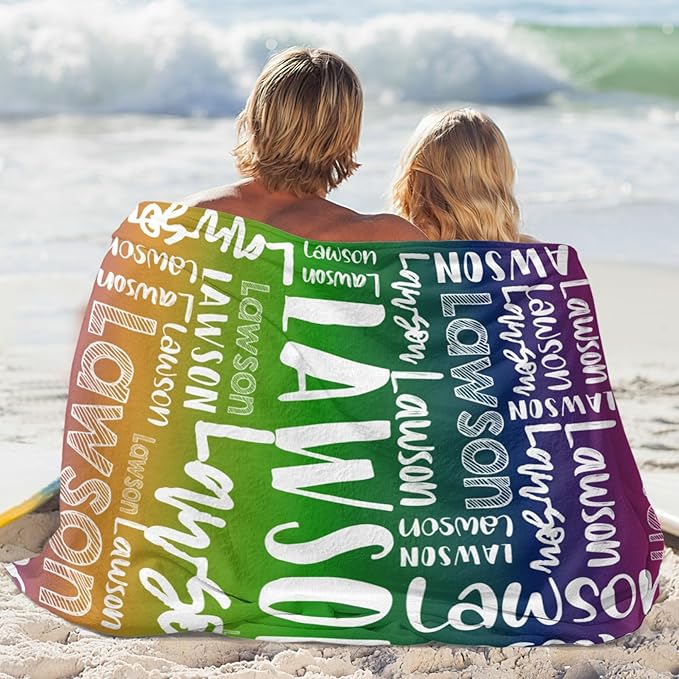 Dr.TOUGH Personalized Blankets with Name Customized Baby Blankets for Girls Boys Adults Monogrammed Blankets and Throws Christmas Birthday Mothers Valentines Day Gift (Z-Colorful 05, 50''×60'')