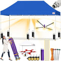 Tradesparker 10x20 Pop Up Canopy Tent,Commercial Movable Canopy with ApexCore LED & Rugged Casters-Instant Easy Setup Shelter Canopies with Weight Bags & Stakes for Oudoor Events Markets Vendors,Blue