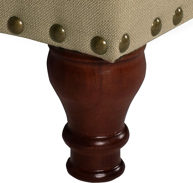 Homepop Home Decor | Upholstered Storage Bench with Nailhead Trim | Ottoman with Storage for Living Room & Bedroom | Decorative Home Furniture (Tan ) Large