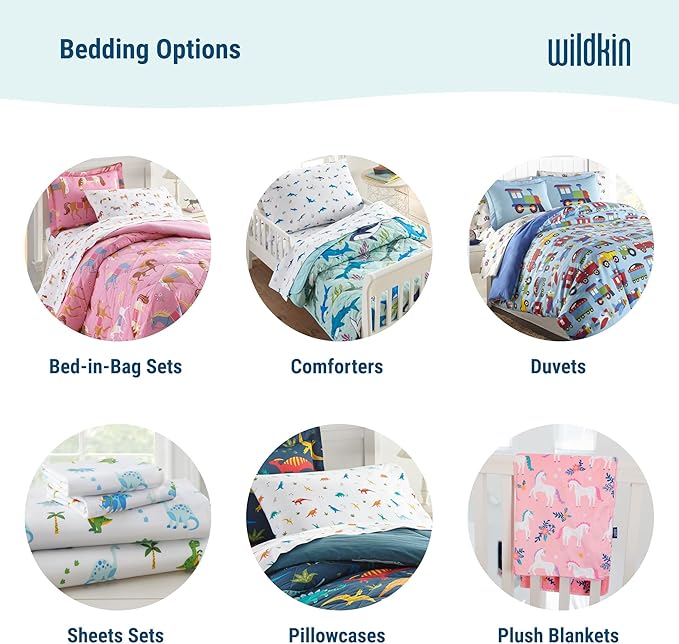 Wildkin 5-Piece Twin Bedding Set – 100% Cotton Comforter, Sheets & Pillowcase for Cozy Cuddles - Dinosaur Land