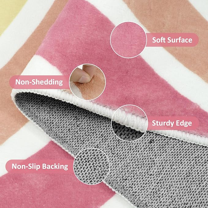 STARUIA Washable Rainbow Rug for Girl Nursery, Small Rug 3X 5 Colorful Area Rugs for Kids Bedroom, Non-Slip Soft Polka Dot Carpet Kids Rugs for Classroom Playroom Tent Castle