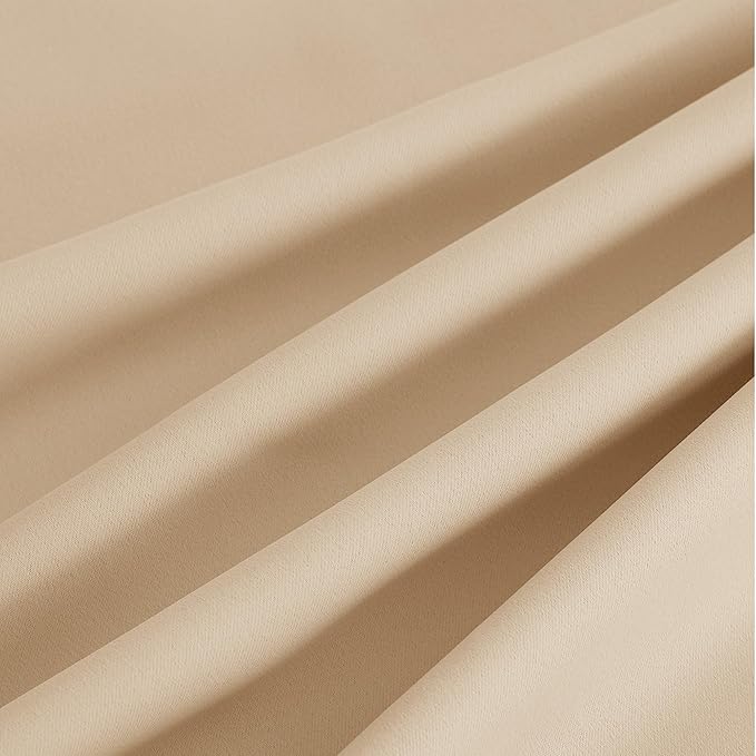 NICETOWN Biscotti Beige Privacy Drapes - Grommet Top Thermal Insulated Shades for Bedroom, Yard, Closet, Pantry, Garage - Lightweight, 2-Pack, W52 x L63