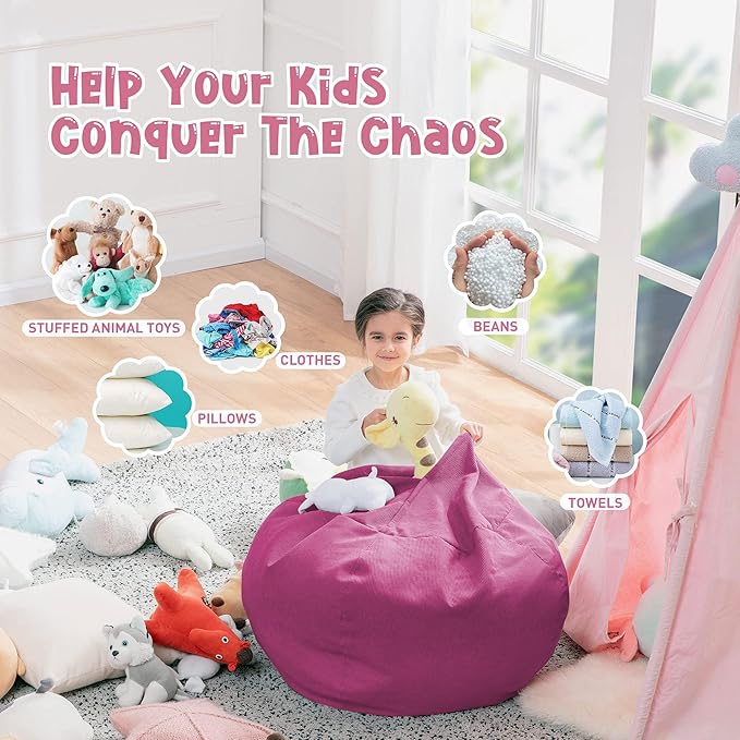 Nobildonna Bean Bag Chair Cover (No Filler) for Kids and Adults,Beanbag Stuffed Animal Storage Without Filling Plush Toys Holder and Organizer Soft Premium Corduroy 200L