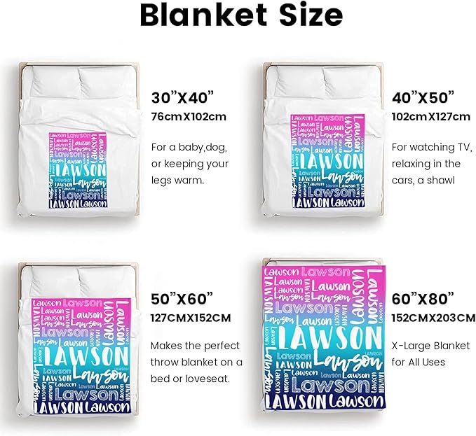 Dr.TOUGH Personalized Blankets with Name Customized Baby Blankets for Girls Boys Adults Monogrammed Blankets and Throws Christmas Birthday Mothers Valentines Day Gift (Z-Colorful 01, 40''×50'')