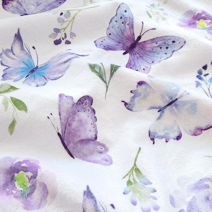 BORITAR Baby Blanket for Girls Soft Plush Minky Fabric, Double Layer Dotted Backing with Elegant Purple Butterfly Pattern Blanket Gift for Toddler Newborn Infant 30 x 40 Inch(75x100cm)