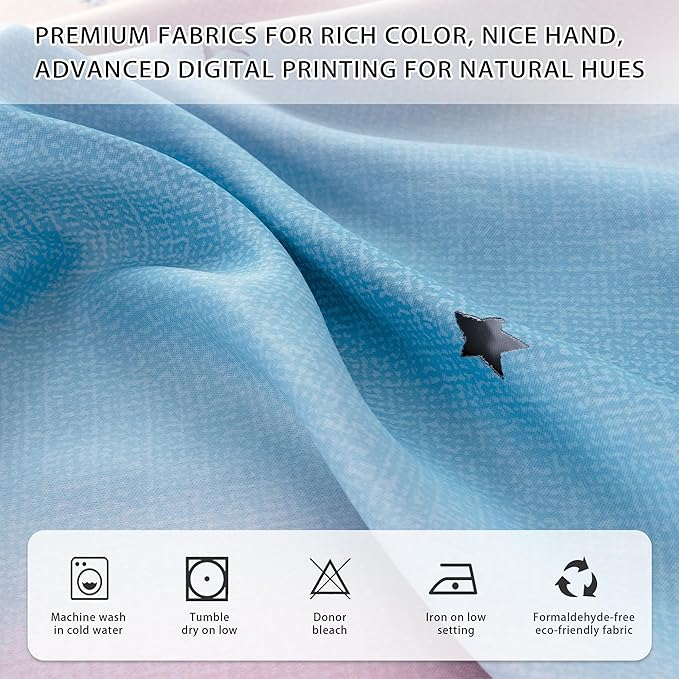 XiDi Girls Blackout Curtains 102 Inches Long for Bedroom, Room Darkening Grommet Window Ombre Curtains 2 Panel Sets, Kids Unicorn Princess Theme Decor Colorful Rainbow Design Pink Purple Blue 34x102