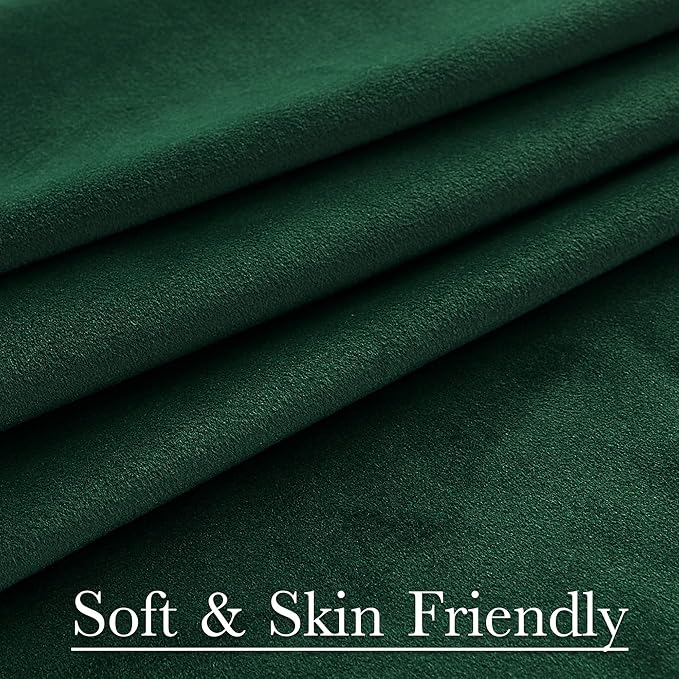 StangH Extra Long Velvet Curtains for Christmas Backdrop 10 ft, Dark Green Back Tab Thermal Heat & Chill Resistant Window Drapes for Theater/Sliding Door/Hotel, W52 x L120, 2 Panels