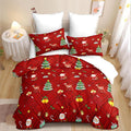 Christmas Duvet Cover King Size Red Gingham Christmas Bedding Set 3 Pieces Kids Boys Girls Xmas Grid Checked Cartoon Deer Pattern Comforter Cover with Zipper Closure