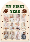 My First Year Photo Board, Football Baby's First Year Photo Frame 12 Monthly Milestone Picture Frame, Gift for Newborn Baby 1st Birthday Memories Nursery Decoration -05