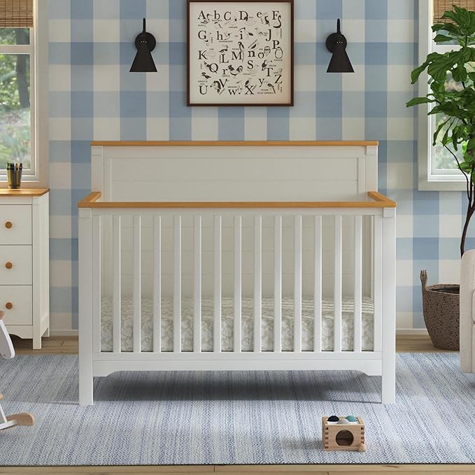 DaVinci Shea 4-in-1 Convertible Crib in Warm White and Honey, GREENGUARD Gold and FSC® Certified