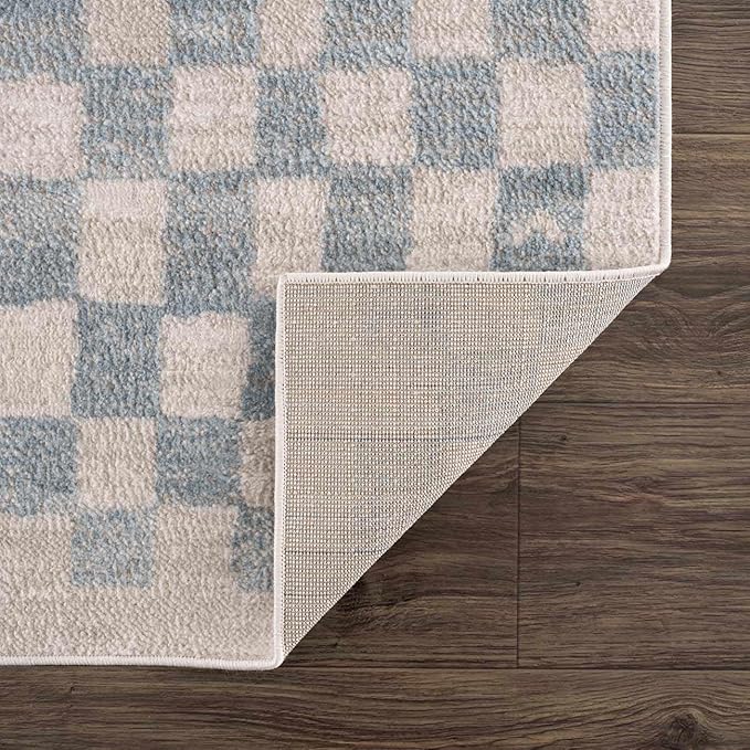 Hauteloom Benjy Living Room, Bedroom Area Rug - Farmhouse - Cream, Silver Blue - 5'3" x 7'