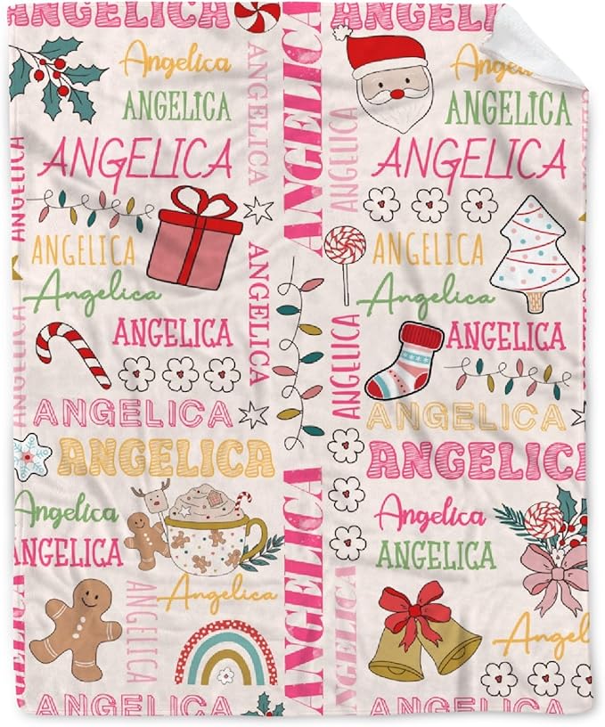 Custom Christmas Blanket | Personalized Holiday Blanket for Boys Girls | Plush Cozy Custom Name Blanket | Christmas Decor Personalized Gifts Name Blanket | 40"x50"-Kids/Throw Size
