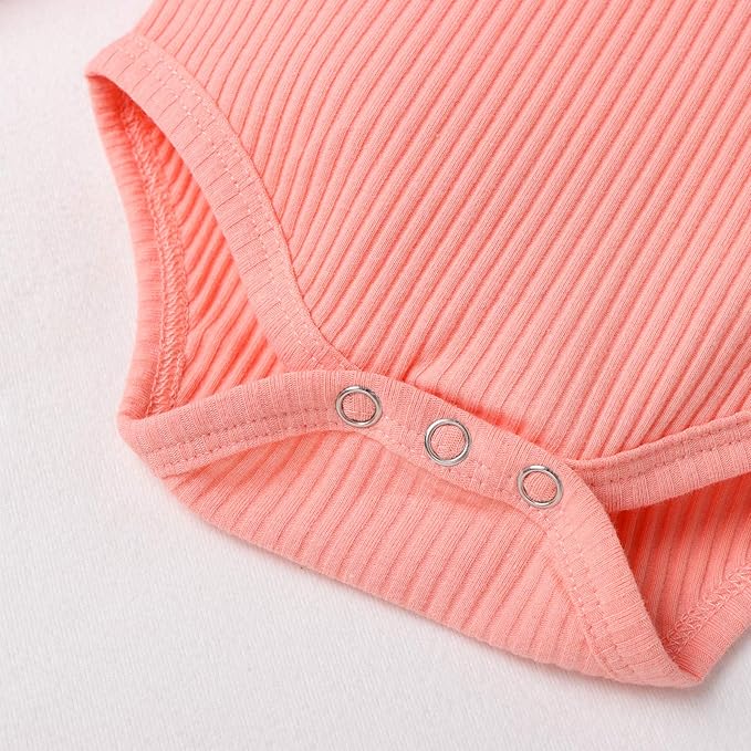 Newborn Baby Boy Girl Clothes Ribbed Knitted Cotton Long Sleeve Romper Long Pants Solid Color Fall Winter Outfits