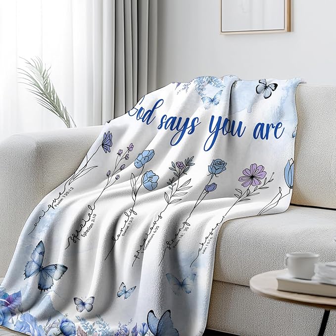 Christian Gifts for Women, Religious Gifts for Mothers Day Christmas Thanksgiving, Bible Blanket for Girl, Baptism Faith Based Spiritual Gifts for Women, Christian Stuff, 50"x60"