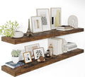 Vivelove 12" Deep Floating Shelves 24/36/48/55" Long, Wall Shelves for Living Room Bedroom Bathroom Kitchen Laundry Room, Farmhouse Rustic Shelves for Home Decor, 48" X 12" X 2" Set Of 2, Rustic Brown