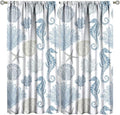Seahorse Coral Curtains,Starfish Seashell Beach Sea Starfish Seashell Theme Pattern Blackout Print Home Bedroom Living Room Window Treatmen 2 Panel Set 55x63 Inch