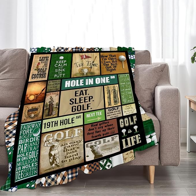 Tijuboni Golf Throw Blanket Golf Gifts for Men Women Girls Boys Kids Adults Soft Flannel Fleece Blanket for Couch Sofa Bed Home Decor 40"x50"