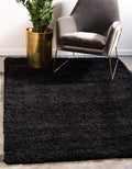 Unique Loom Solid Shag Collection Area Rug (9' x 12' Rectangle, Jet Black)