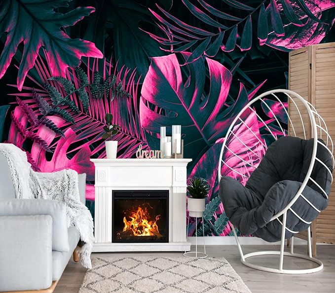 XMPMBM-Tropical Botanical backsplash Large Decorative Wallpaper Plant Leaf Bedroom Bathroom Wall Mural- W 154" X H 105"（112 Square Foot）